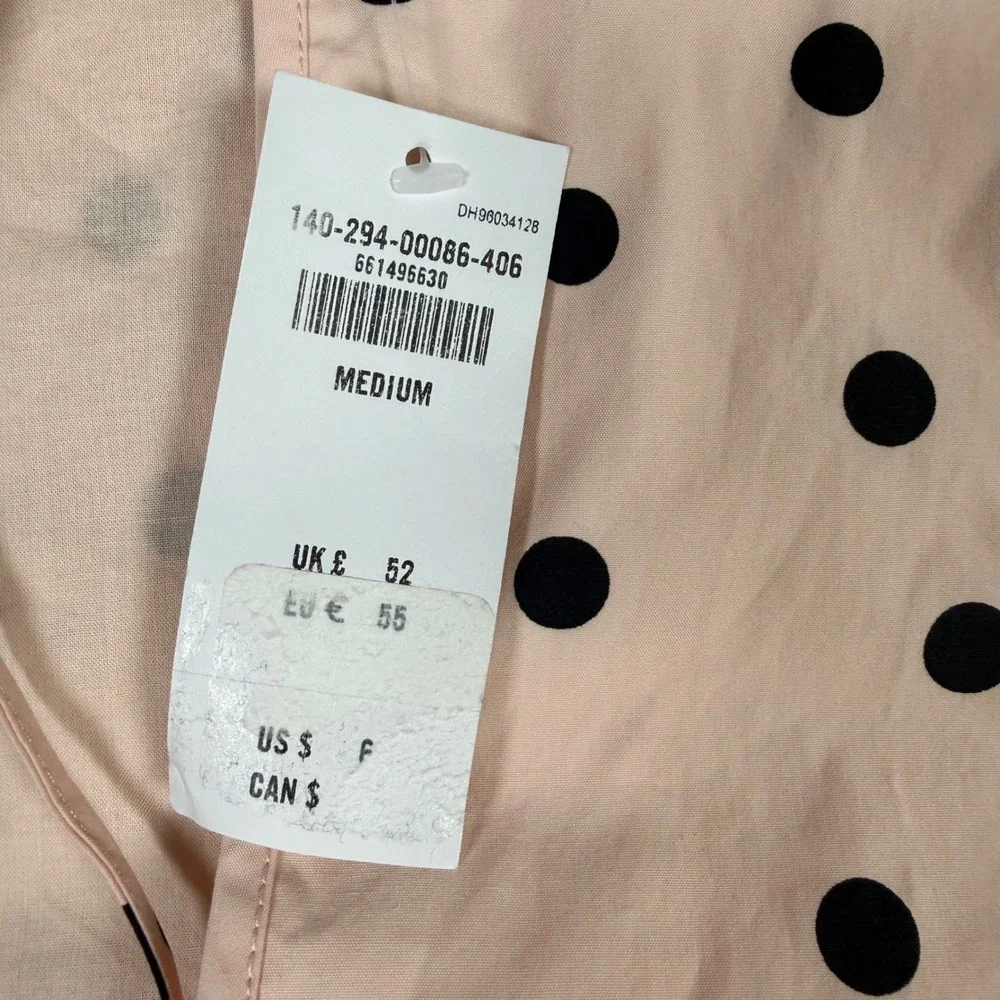 Abercrombie & Fitch Pink Polka Dot Coquette Puff Sleeve Cotton Top Medium New